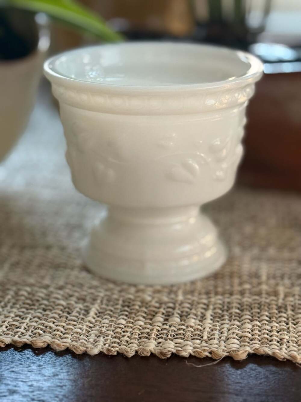 Vintage Anchor Hocking Milk Glass Pedestal Planter, Compote